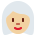 👩🏼‍🦳 woman: medium-light skin tone, white hair display on Twitter